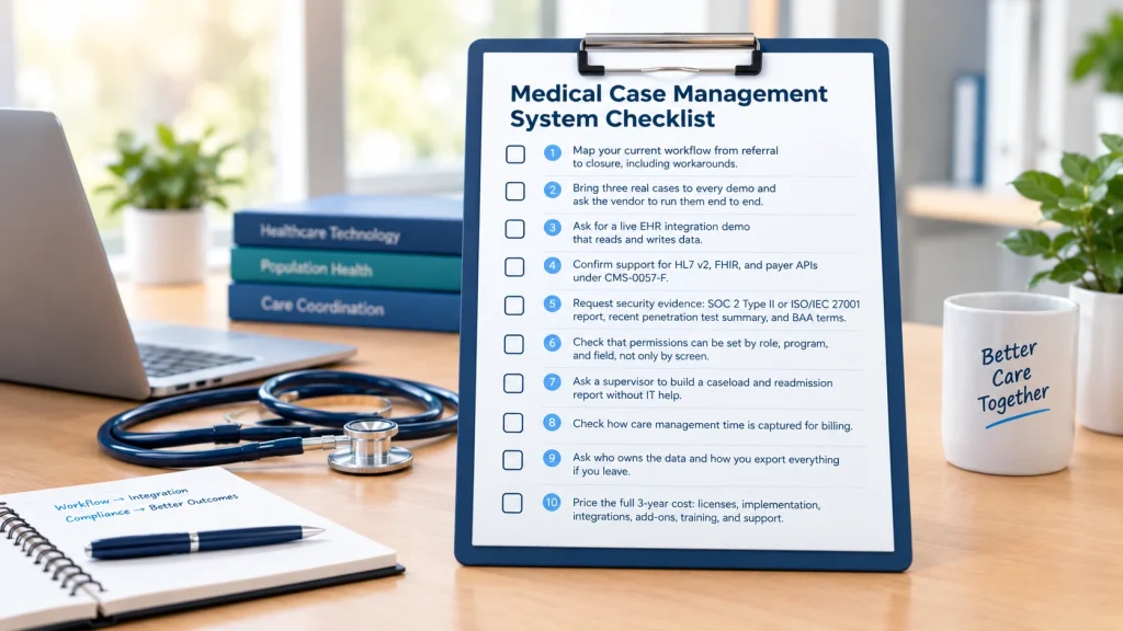 10-point checklist for choosing a medical case management system
